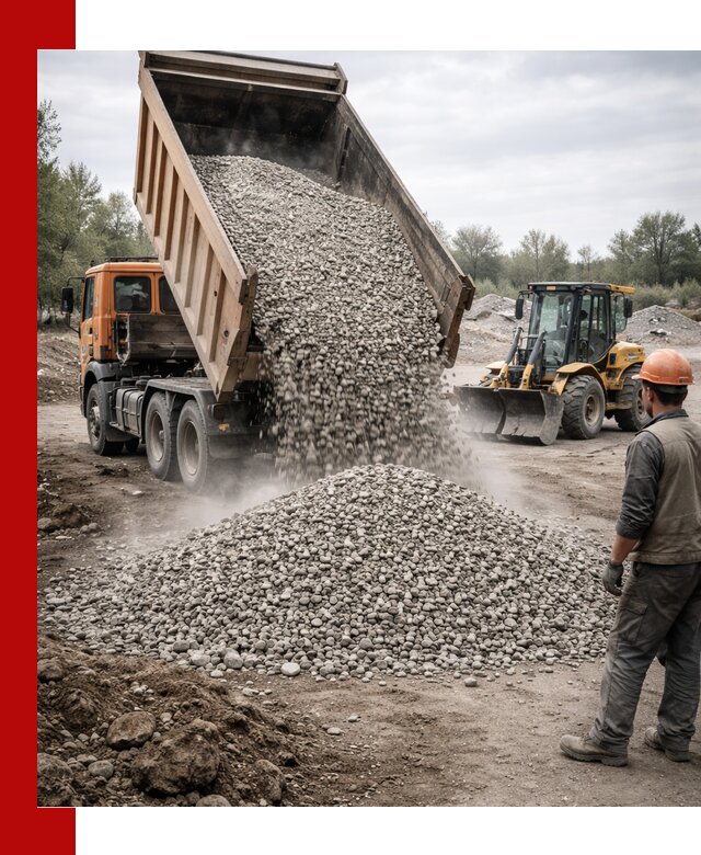 Доставка щебня в Касимах крупными и мелкими фракциями