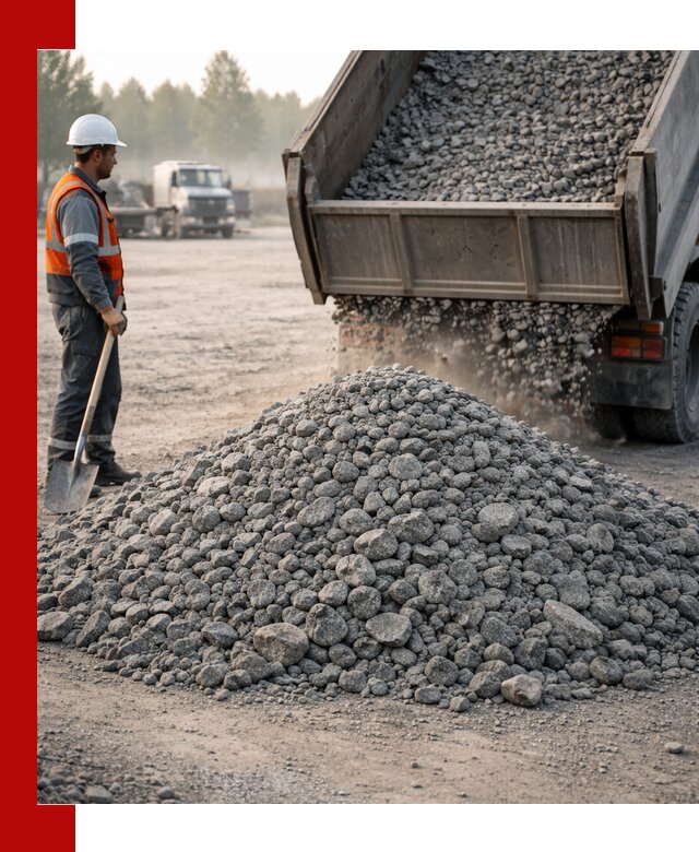 Гранитный щебень фракции 100–201 для строительства в Касимах