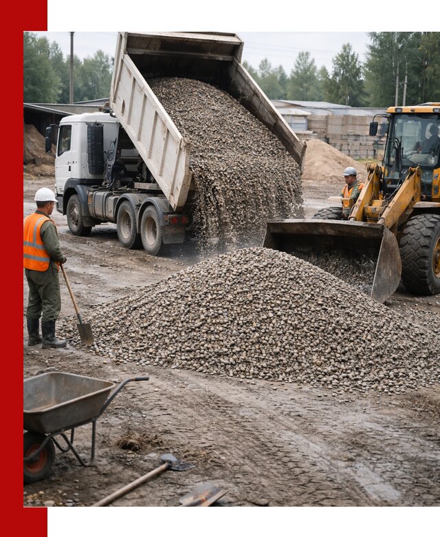 Мытый гравий с доставкой в Касимах от карьера до участка