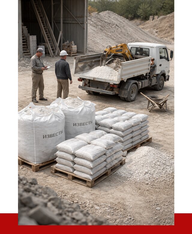 Известь строительная в Касимах с доставкой от 4567 р. | ПРОНЕРУДКсм