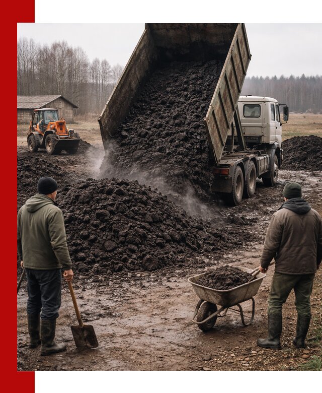 Доставка низинного торфа с разгрузкой и доставкой в Касимах