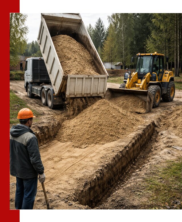 Доставка песчаного грунта в Касимах для строительных работ
