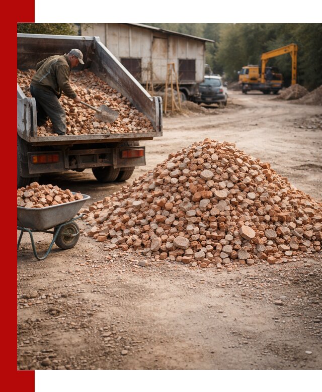 Доставка и подушка из боя кирпича с разгрузкой в Касимах