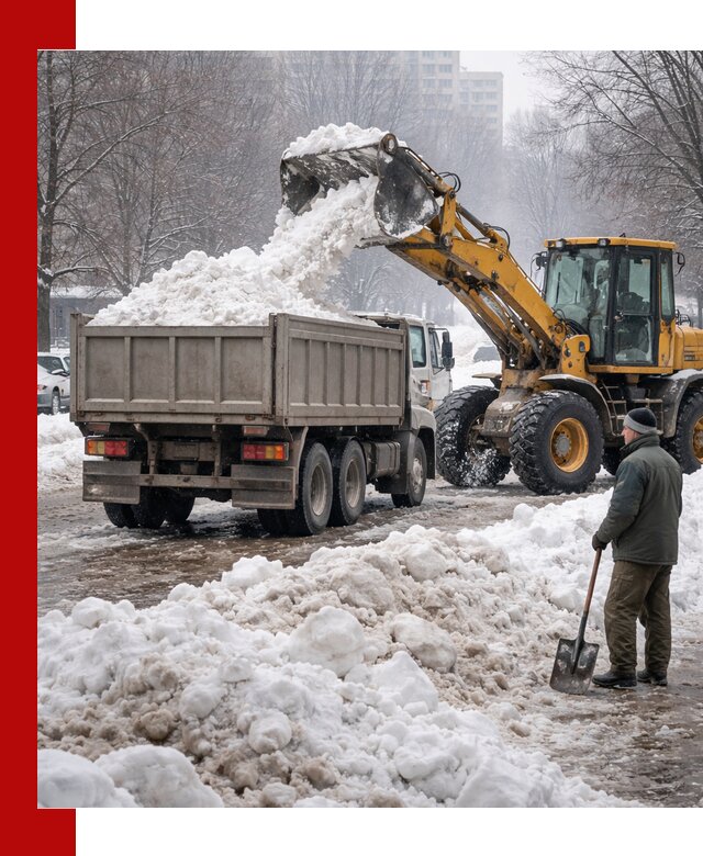 Вывоз снега грузовой техникой в Касимах оперативно и чисто